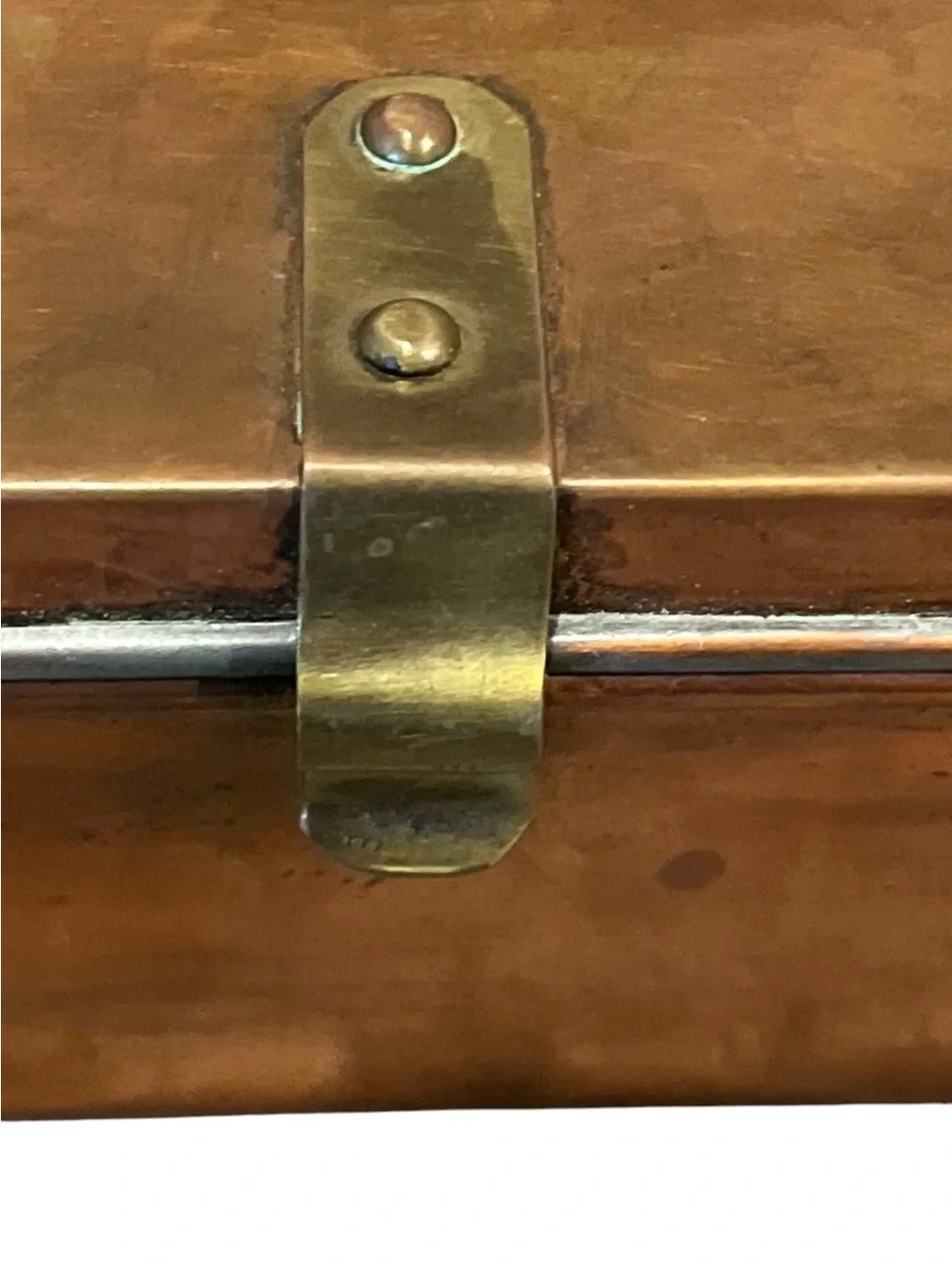 VTG Copper Storage Box Hinged Lid Latch Closure Brass Hardware Weathered Patina